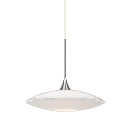 Besa Lighting Spazio Cord Pendant, Opal Glossy, Satin Nickel Finish, 1x50W Halogen 1XT-629406-SN